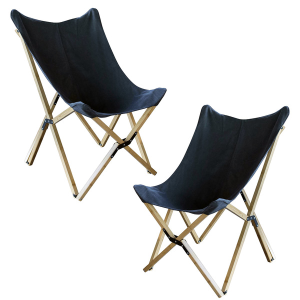 Amerihome Canvas and Bamboo Butterfly Chair, Black, PK2 BFCBCBLK2PK